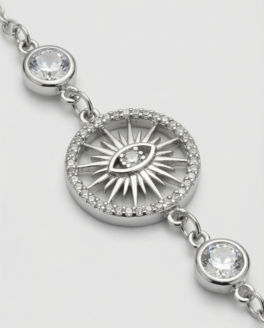 TAŞLI GÖZLÜ GÜMÜŞ RENK ŞAHMERAN