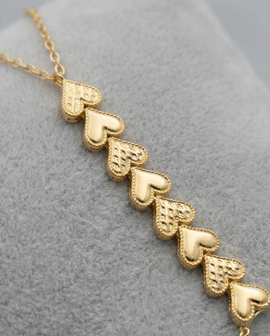 DESENLİ KALPLİ GOLD RENK ŞAHMERAN