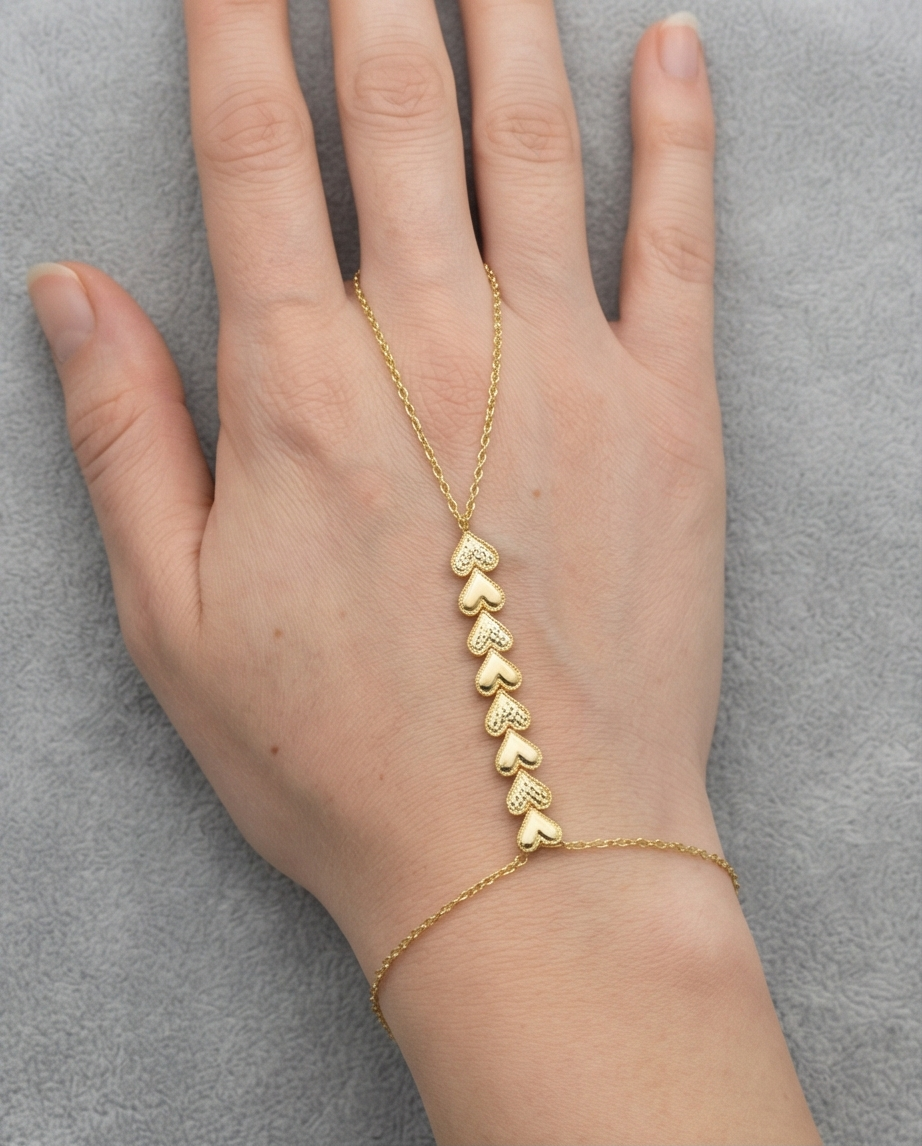 DESENLİ KALPLİ GOLD RENK ŞAHMERAN