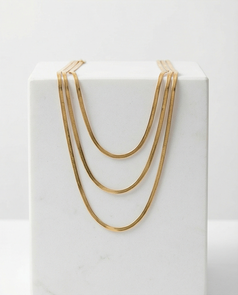 ÜÇLÜ İTALYAN ZİNCİR GOLD RENK KOLYE