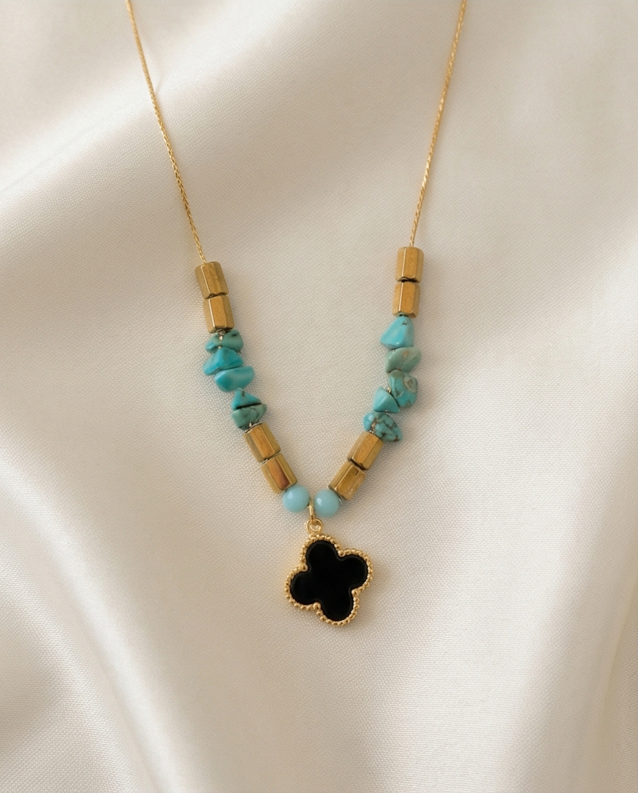 2 RENKLİ YONCA GOLD RENK KOLYE