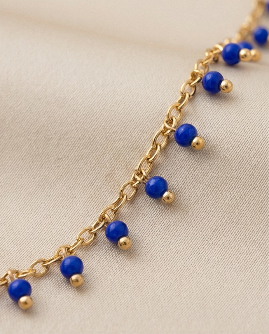 SHESRA LACİVERT SIRA TAŞLI ROSE RENK KOLYE